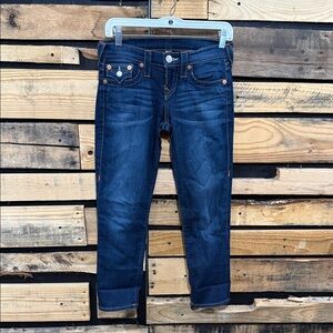 Vintage Y2K Low Rise Women’s True Religion Flap Pocket Capri Jeans Size‎ 26